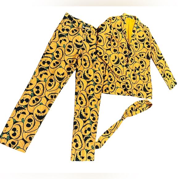 Halloween Pumpkin 3-Piece Suit Mens Size Medium Jacket,Pants & Necktie NWT - Picture 1 of 15